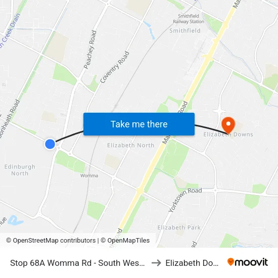 Stop 68A Womma Rd - South West side to Elizabeth Downs map