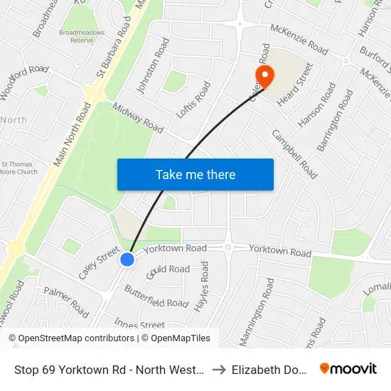 Stop 69 Yorktown Rd - North West side to Elizabeth Downs map