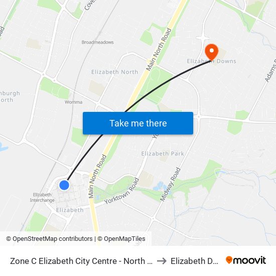 Zone C Elizabeth City Centre - North West side to Elizabeth Downs map