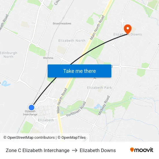 Zone C Elizabeth Interchange to Elizabeth Downs map