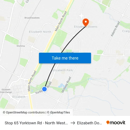Stop 65 Yorktown Rd - North West side to Elizabeth Downs map