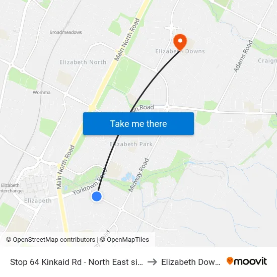 Stop 64 Kinkaid Rd - North East side to Elizabeth Downs map