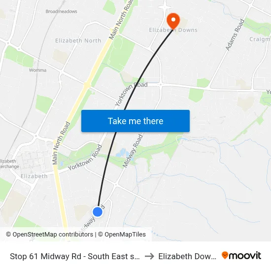 Stop 61 Midway Rd - South East side to Elizabeth Downs map
