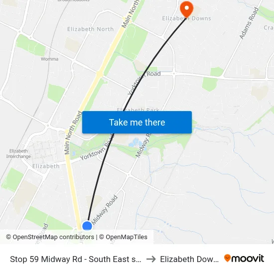 Stop 59 Midway Rd - South East side to Elizabeth Downs map