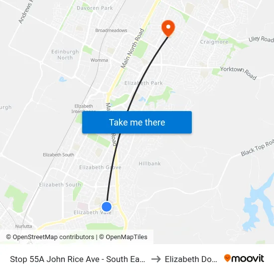 Stop 55A John Rice Ave - South East side to Elizabeth Downs map