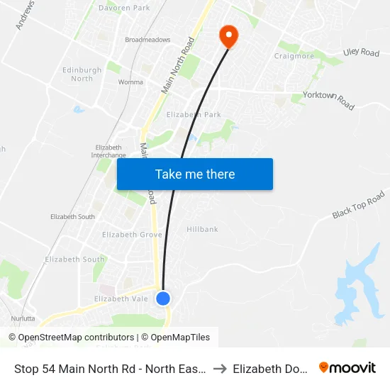 Stop 54 Main North Rd - North East side to Elizabeth Downs map
