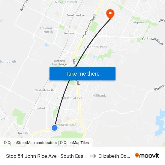 Stop 54 John Rice Ave - South East side to Elizabeth Downs map
