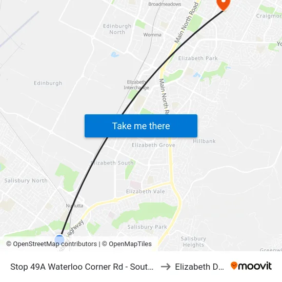 Stop 49A Waterloo Corner Rd - South West side to Elizabeth Downs map