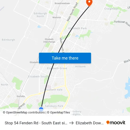 Stop 54 Fenden Rd - South East side to Elizabeth Downs map