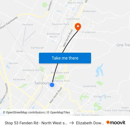 Stop 53 Fenden Rd - North West side to Elizabeth Downs map