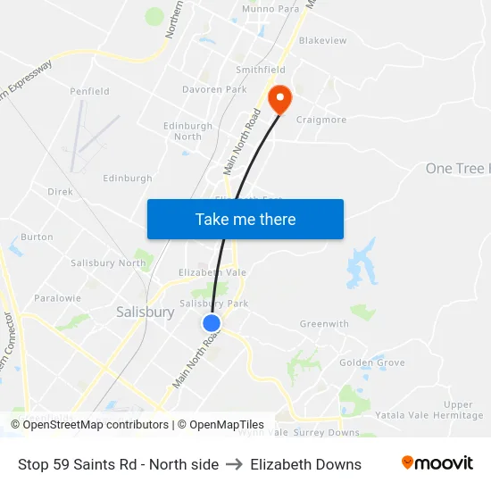 Stop 59 Saints Rd - North side to Elizabeth Downs map