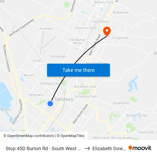 Stop 45D Burton Rd - South West side to Elizabeth Downs map