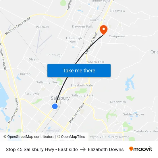 Stop 45 Salisbury Hwy - East side to Elizabeth Downs map