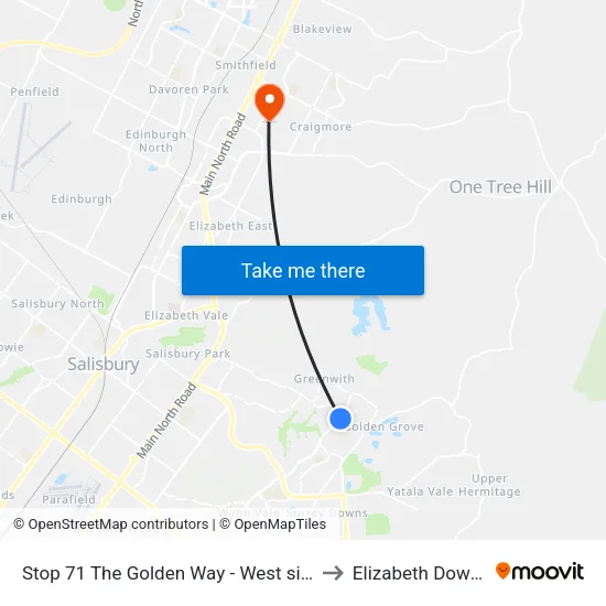 Stop 71 The Golden Way - West side to Elizabeth Downs map