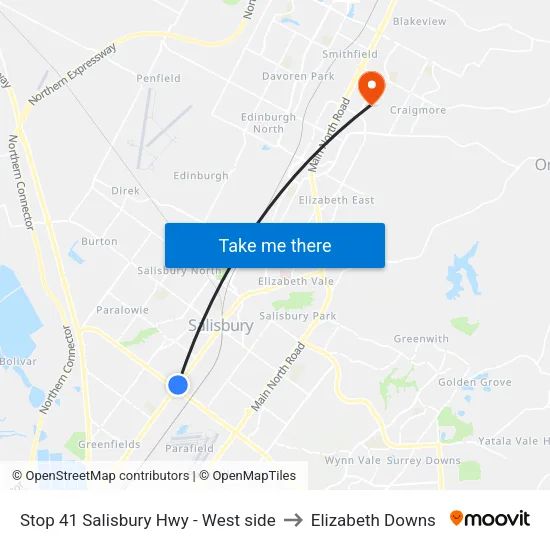 Stop 41 Salisbury Hwy - West side to Elizabeth Downs map