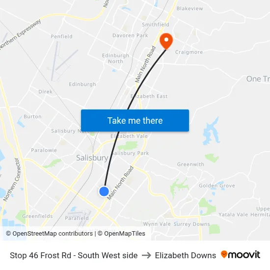 Stop 46 Frost Rd - South West side to Elizabeth Downs map