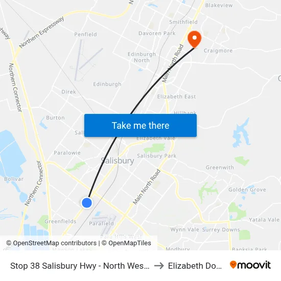 Stop 38 Salisbury Hwy - North West side to Elizabeth Downs map
