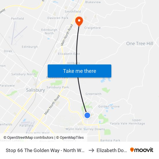 Stop 66 The Golden Way - North West side to Elizabeth Downs map