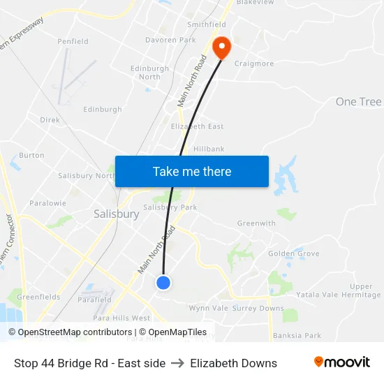 Stop 44 Bridge Rd - East side to Elizabeth Downs map