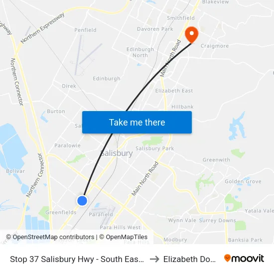 Stop 37 Salisbury Hwy - South East side to Elizabeth Downs map