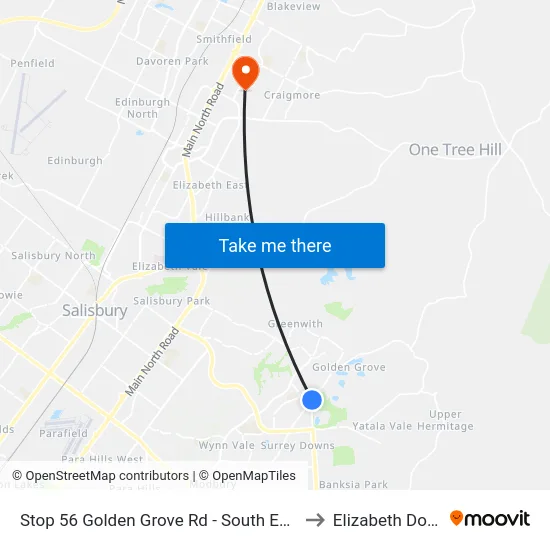 Stop 56 Golden Grove Rd - South East side to Elizabeth Downs map