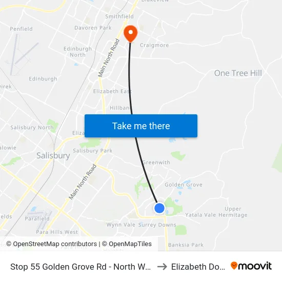 Stop 55 Golden Grove Rd - North West side to Elizabeth Downs map