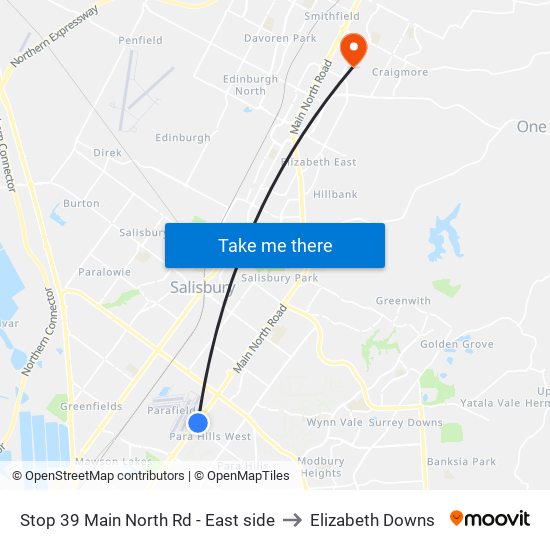 Stop 39 Main North Rd - East side to Elizabeth Downs map