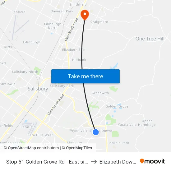 Stop 51 Golden Grove Rd - East side to Elizabeth Downs map