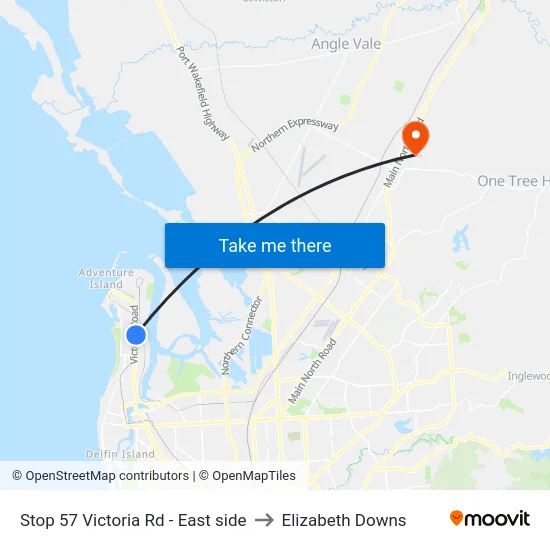Stop 57 Victoria Rd - East side to Elizabeth Downs map
