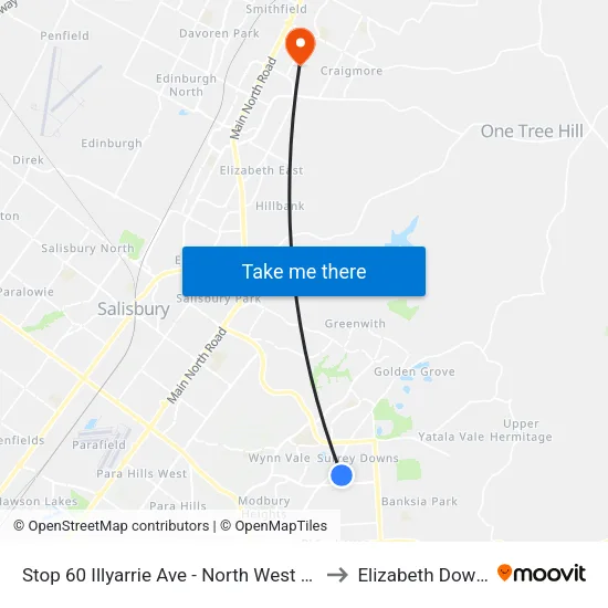 Stop 60 Illyarrie Ave - North West side to Elizabeth Downs map