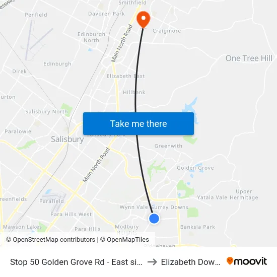 Stop 50 Golden Grove Rd - East side to Elizabeth Downs map