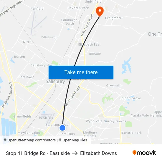Stop 41 Bridge Rd - East side to Elizabeth Downs map