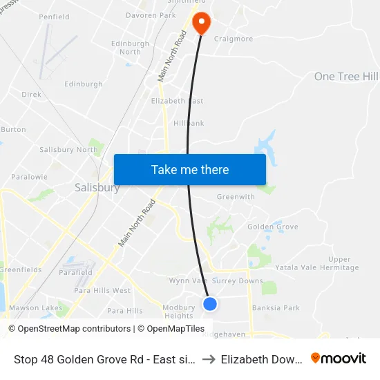 Stop 48 Golden Grove Rd - East side to Elizabeth Downs map