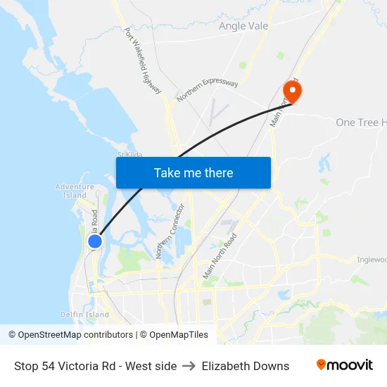 Stop 54 Victoria Rd - West side to Elizabeth Downs map
