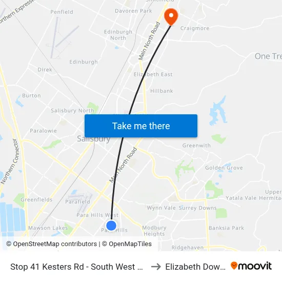 Stop 41 Kesters Rd - South West side to Elizabeth Downs map