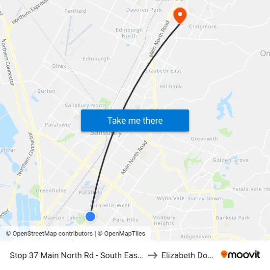 Stop 37 Main North Rd - South East side to Elizabeth Downs map