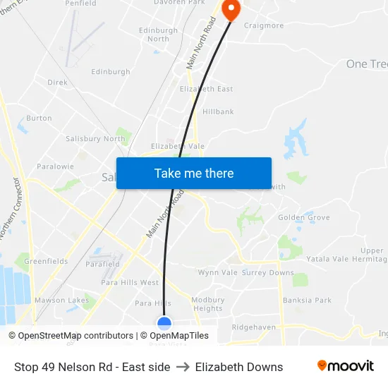 Stop 49 Nelson Rd - East side to Elizabeth Downs map