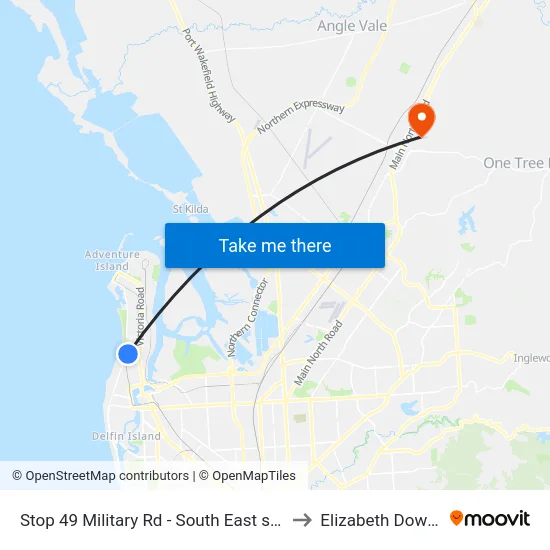 Stop 49 Military Rd - South East side to Elizabeth Downs map