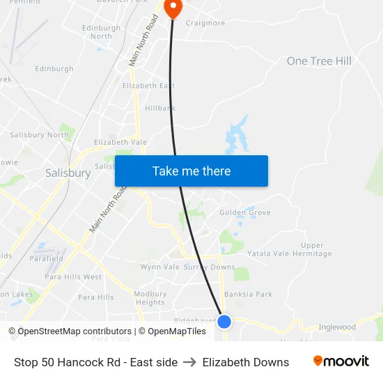 Stop 50 Hancock Rd - East side to Elizabeth Downs map