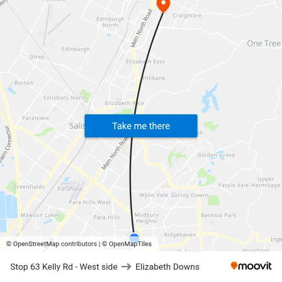 Stop 63 Kelly Rd - West side to Elizabeth Downs map