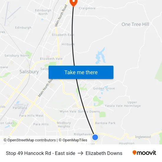 Stop 49 Hancock Rd - East side to Elizabeth Downs map