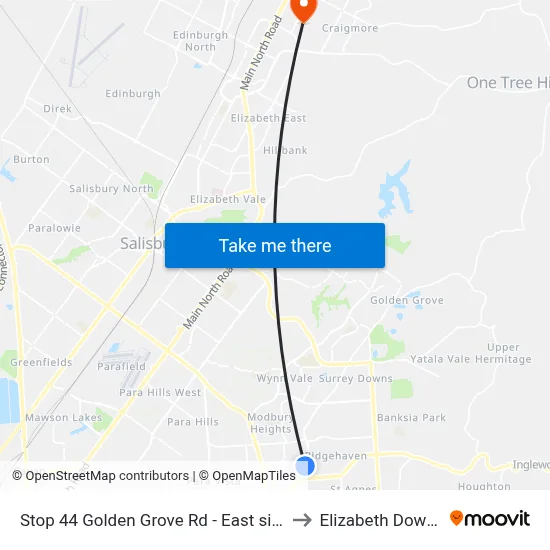 Stop 44 Golden Grove Rd - East side to Elizabeth Downs map