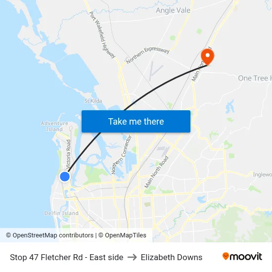 Stop 47 Fletcher Rd - East side to Elizabeth Downs map