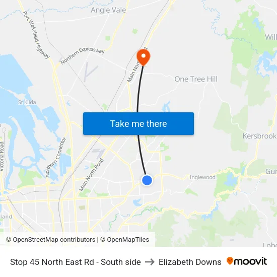 Stop 45 North East Rd - South side to Elizabeth Downs map