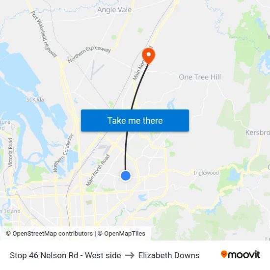 Stop 46 Nelson Rd - West side to Elizabeth Downs map
