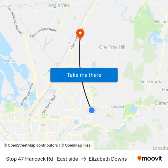 Stop 47 Hancock Rd - East side to Elizabeth Downs map