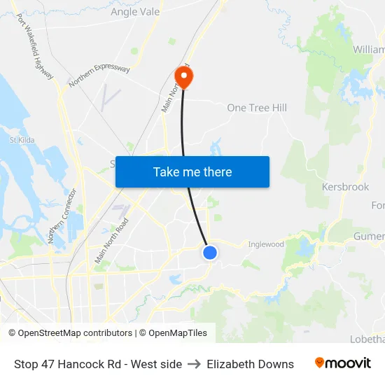 Stop 47 Hancock Rd - West side to Elizabeth Downs map