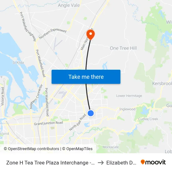 Zone H Tea Tree Plaza Interchange - West side to Elizabeth Downs map