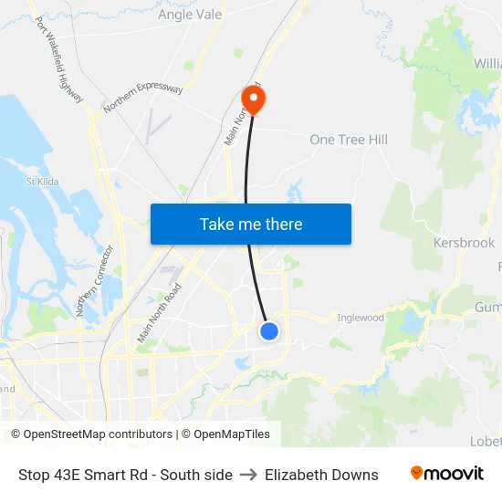 Stop 43E Smart Rd - South side to Elizabeth Downs map