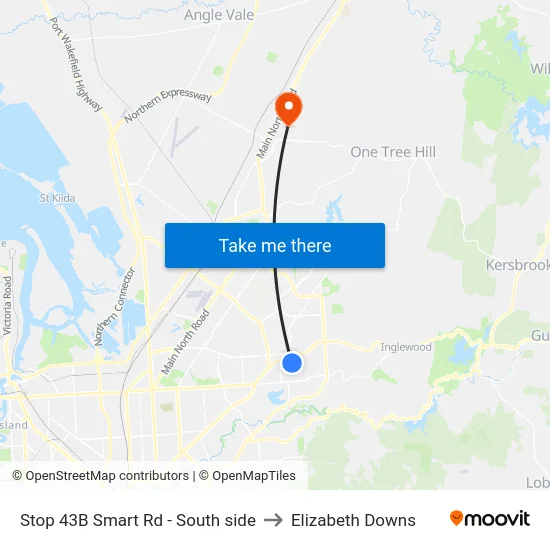 Stop 43B Smart Rd - South side to Elizabeth Downs map